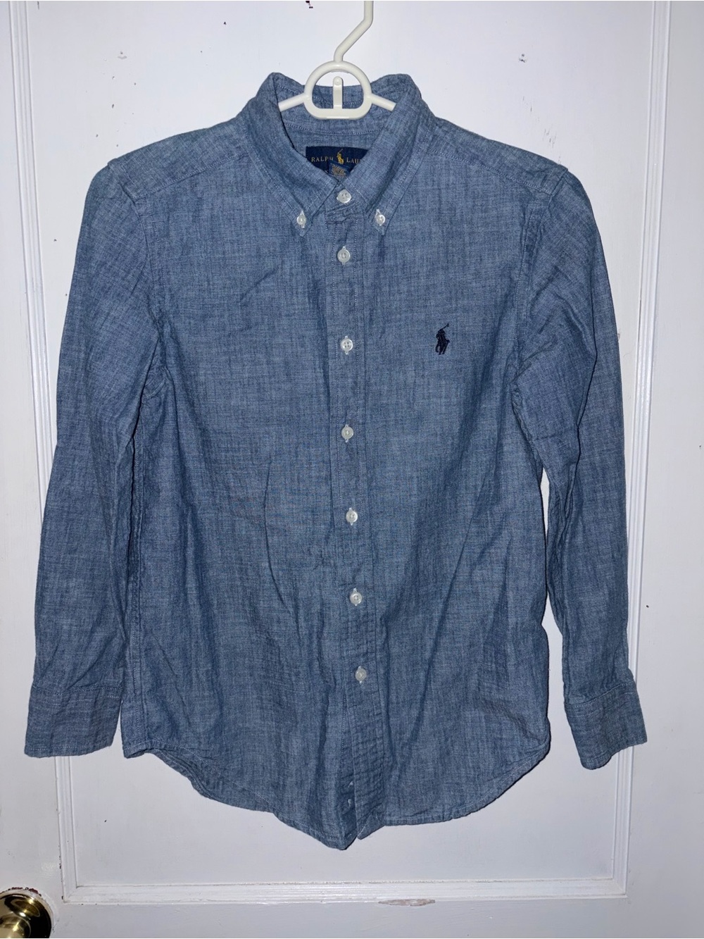 Ralph Lauren Boys Denim Button-Down Shirt in Light Blue Size Medium 10/12